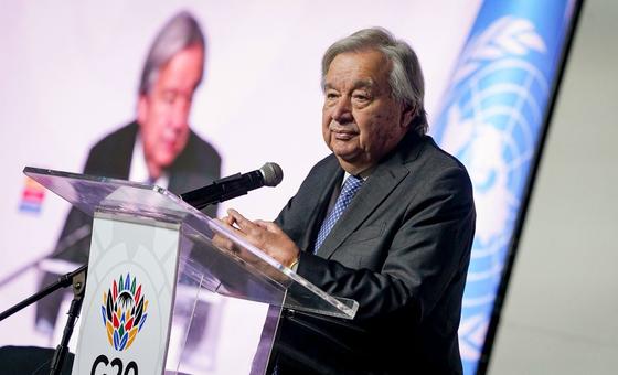 Guterres pede liderança urgente ao G20 para enfrentar crises globais